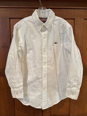 Vineyard Vines Boy’s White Button-Down Shirt with Whale Logo